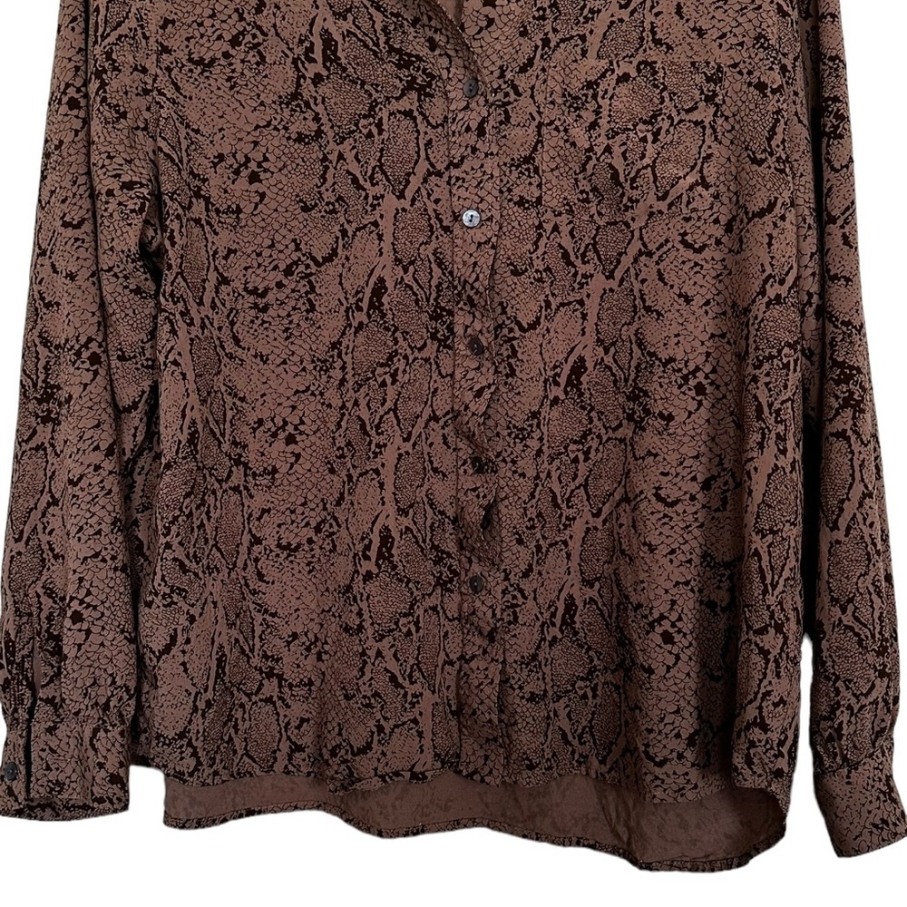 Rails Brown Snake Print Button-Up Blouse - Picture 2 of 6